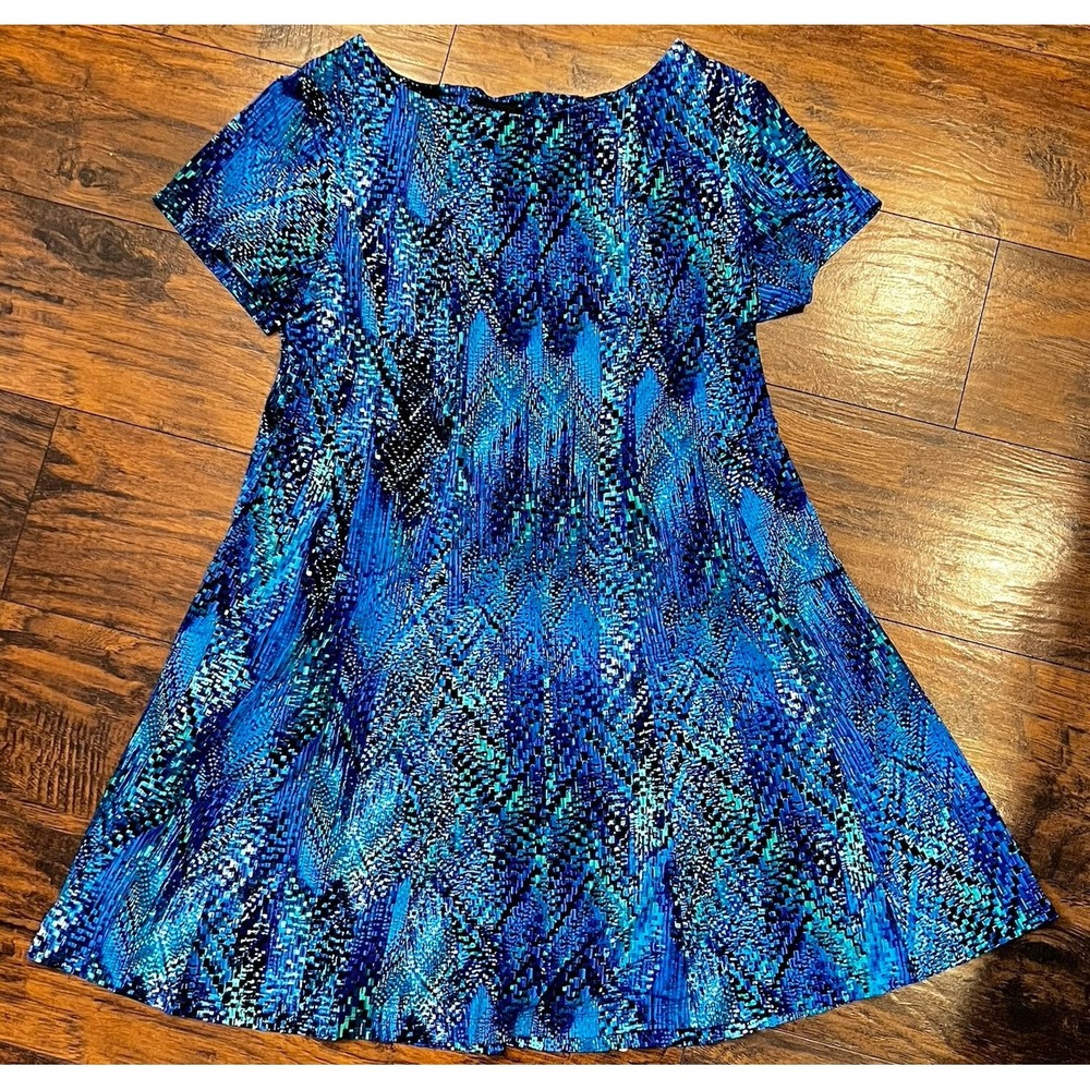 Connected‎ Apparel Dress, Flowy, Blue, Stretch, Women's Plus Size 18W